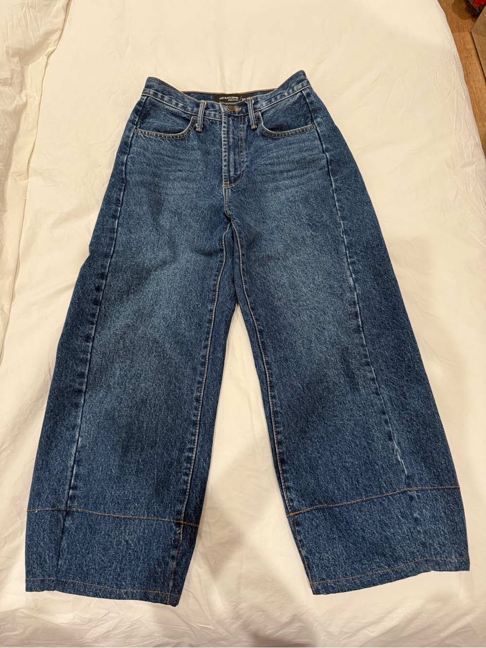 Barrel Leg Blue Denim Jeans size 24 - Picture 1 of 4